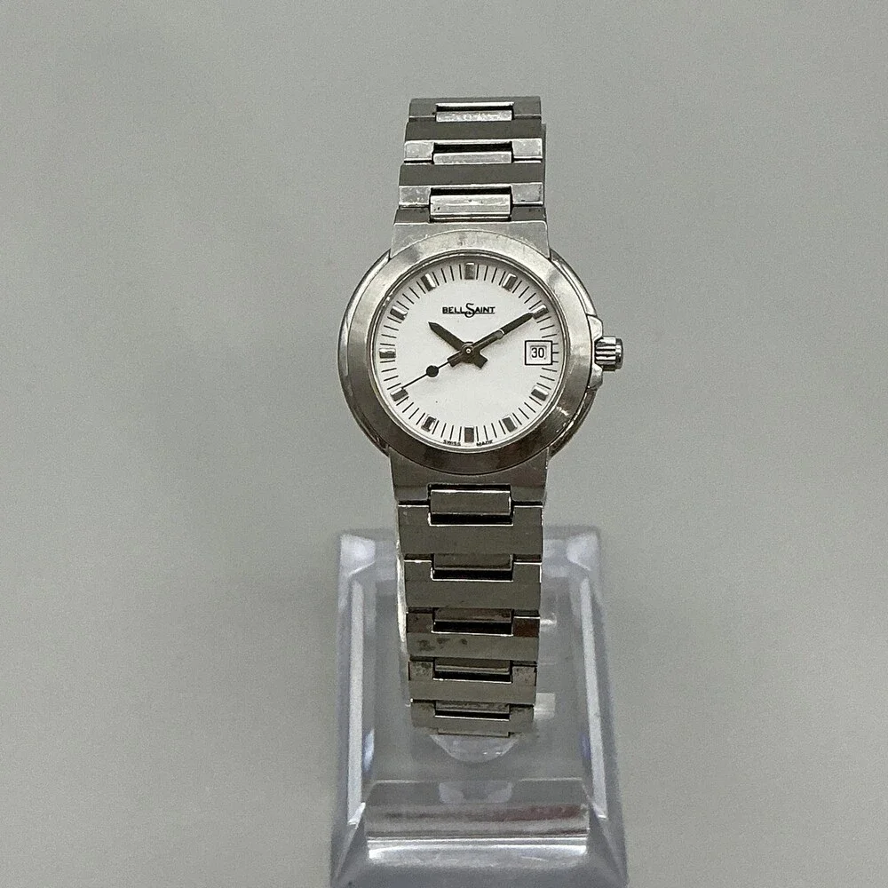 Bell Saint 1401 Womens Watch 26mm White Dial Stainless Steel Date New Battery 7